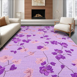 Ultra Soft Area Rug, Non Slip, Stain Resistant, Washable Area Rugs for Living Room, Bedroom, Delicate Circular Nature Theme(Purple)