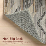 Ultra Soft Area Rug, Non Slip, Stain Resistant, Washable Area Rugs for Living Room, Bedroom, Elegant Vintage Geometric Fusion(Gray)