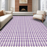 Ultra Soft Area Rug, Non Slip, Stain Resistant, Washable Area Rugs for Living Room, Bedroom, Contemporary Geometric Checkered Touch(Purple)
