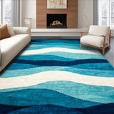 Ultra Soft Area Rug, Non Slip, Stain Resistant, Washable Area Rugs for Living Room, Bedroom, Rustic Beach Scene Motif(Blue)