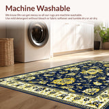 Ultra Soft Area Rug, Non Slip, Stain Resistant, Washable Area Rugs for Living Room, Bedroom, Rustic Tiled Patterned Delight(Blue)