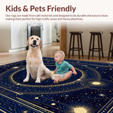 Ultra Soft Area Rug, Non Slip, Stain Resistant, Washable Area Rugs for Living Room, Bedroom, Artistic Cosmic Ethnic Composition(Blue)