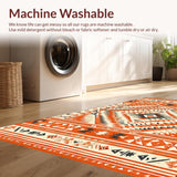 Ultra Soft Area Rug, Non Slip, Stain Resistant, Washable Area Rugs for Living Room, Bedroom, Trendy Earthy Geometric Aesthetics(Orange)