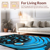 Ultra Soft Area Rug, Non Slip, Stain Resistant, Washable Area Rugs for Living Room, Bedroom, Dynamic Modern Graphic Theme(Blue)