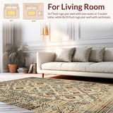 Ultra Soft Area Rug, Non Slip, Stain Resistant, Washable Area Rugs for Living Room, Bedroom, Modern Linear Trellis Composition(Beige)