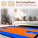 Ultra Soft Area Rug, Non Slip, Stain Resistant, Washable Area Rugs for Living Room, Bedroom, Rustic Sports Court Inspired Look(Blue)