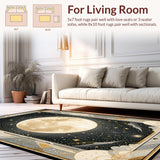 Ultra Soft Area Rug, Non Slip, Stain Resistant, Washable Area Rugs for Living Room, Bedroom, Rustic Earthy Toned Tapestry(Gold)