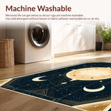 Ultra Soft Area Rug, Non Slip, Stain Resistant, Washable Area Rugs for Living Room, Bedroom, Chic Geometric Cosmic Composition(Gold)