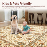 Ultra Soft Area Rug, Non Slip, Stain Resistant, Washable Area Rugs for Living Room, Bedroom, Chic Area with Abstract Animal and Elegant Floral Accents(Beige)