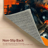Ultra Soft Area Rug, Non Slip, Stain Resistant, Washable Area Rugs for Living Room, Bedroom, Rustic Earthy Wolf Motif(Orange)