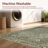 Ultra Soft Area Rug, Non Slip, Stain Resistant, Washable Area Rugs for Living Room, Bedroom, Distressed Dark Green Living Room Boho Rug(Gray)