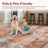 Ultra Soft Area Rug, Non Slip, Stain Resistant, Washable Area Rugs for Living Room, Bedroom, Warm Cozy Distressed Medallion Style(Orange)