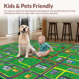 Ultra Soft Area Rug, Non Slip, Stain Resistant, Washable Area Rugs for Living Room, Bedroom, Colorful Children’s Adventure Motif(Green)