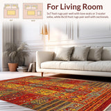 Ultra Soft Area Rug, Non Slip, Stain Resistant, Washable Area Rugs for Living Room, Bedroom, Rustic Multicolored Braided Texture(Red)
