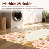 Ultra Soft Area Rug, Non Slip, Stain Resistant, Washable Area Rugs for Living Room, Bedroom, Lush Circular Flora Statement(Beige)