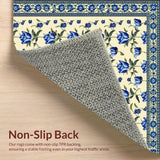 Floral Symphony Beige & Azure Crafted Area(Beige)