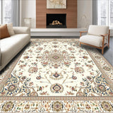 Ultra Soft Area Rug, Non Slip, Stain Resistant, Washable Area Rugs for Living Room, Bedroom, Classic Medallion Design Non Slip Area(Ivory)