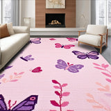 Ultra Soft Area Rug, Non Slip, Stain Resistant, Washable Area Rugs for Living Room, Bedroom, Playful Pastel Butterfly Aesthetic(Pink)