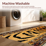 Ultra Soft Area Rug, Non Slip, Stain Resistant, Washable Area Rugs for Living Room, Bedroom, Non-Slip Tiger Print Dining Room Stain-Resistant Carpet(Gold)