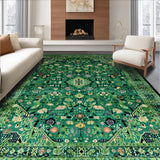 Ultra Soft Area Rug, Non Slip, Stain Resistant, Washable Area Rugs for Living Room, Bedroom, Chic Nature-Inspired Floral Motif(Green)