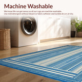 Ultra Soft Area Rug, Non Slip, Stain Resistant, Washable Area Rugs for Living Room, Bedroom, Sophisticated Modernist Striped Layout(Blue)