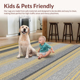 Ultra Soft Area Rug, Non Slip, Stain Resistant, Washable Area Rugs for Living Room, Bedroom, Elegant Striped Contemporary Aesthetic(Gold)