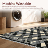 Ultra Soft Area Rug, Non Slip, Stain Resistant, Washable Area Rugs for Living Room, Bedroom, Elegant Gray and Black Lattice Design(Gray)