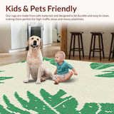Ultra Soft Area Rug, Non Slip, Stain Resistant, Washable Area Rugs for Living Room, Bedroom, Playful Earth Tones Animal Motif(Green)