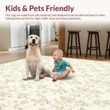 Ultra Soft Area Rug, Non Slip, Stain Resistant, Washable Area Rugs for Living Room, Bedroom, Elegant Ultra Area for Bathrooms and Doorways Floral Style(Beige)