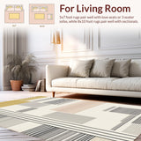 Ultra Soft Area Rug, Non Slip, Stain Resistant, Washable Area Rugs for Living Room, Bedroom, Scandi Geometric Ivory Living Room Non-Shedding Rug(White)