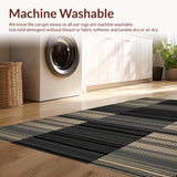 Ultra Soft Area Rug, Non Slip, Stain Resistant, Washable Area Rugs for Living Room, Bedroom, Rustic Earthy Striped Aesthetic(Gray)