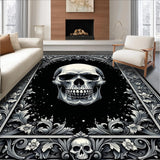 Ultra Soft Area Rug, Non Slip, Stain Resistant, Washable Area Rugs for Living Room, Bedroom, Chic Monochrome Skull Pattern(Gray)