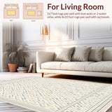 Ultra Soft Area Rug, Non Slip, Stain Resistant, Washable Area Rugs for Living Room, Bedroom, Symmetry Beige Indoor Geometric(Beige)