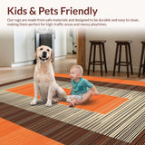 Ultra Soft Area Rug, Non Slip, Stain Resistant, Washable Area Rugs for Living Room, Bedroom, Chic Striped Relaxation Mat(Orange)