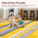 Ultra Soft Area Rug, Non Slip, Stain Resistant, Washable Area Rugs for Living Room, Bedroom, Chic Striped Yellow-Grey Aesthetic(Yellow)