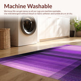 Ultra Soft Area Rug, Non Slip, Stain Resistant, Washable Area Rugs for Living Room, Bedroom, Minimalist Abstract Lines Arrangement(Purple)