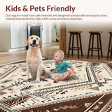 Ultra Soft Area Rug, Non Slip, Stain Resistant, Washable Area Rugs for Living Room, Bedroom, Boho Ivory Brown Living Room Shag Rug(Beige)