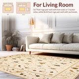 Ultra Soft Area Rug, Non Slip, Stain Resistant, Washable Area Rugs for Living Room, Bedroom, Artistic Insect Botanical Composition(Beige)