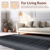 Ultra Soft Area Rug, Non Slip, Stain Resistant, Washable Area Rugs for Living Room, Bedroom, Sophisticated Neutral Ogee Style(Black)