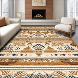 Ultra Soft Area Rug, Non Slip, Stain Resistant, Washable Area Rugs for Living Room, Bedroom, Cultural Heritage Geometric Motif(Beige)