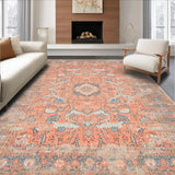 Ultra Soft Area Rug, Non Slip, Stain Resistant, Washable Area Rugs for Living Room, Bedroom, Vibrant Seal Pattern Aesthetic(Orange)