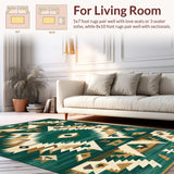 Ultra Soft Area Rug, Non Slip, Stain Resistant, Washable Area Rugs for Living Room, Bedroom, Rustic Boho Bedroom Non-Slip Decorative Carpet(Green)