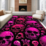 Ultra Soft Area Rug, Non Slip, Stain Resistant, Washable Area Rugs for Living Room, Bedroom, Playful Halloween Iconography Design(Pink)