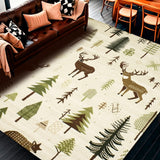 Ultra Soft Area Rug, Non Slip, Stain Resistant, Washable Area Rugs for Living Room, Bedroom, Rustic Beige Woodland Adventure Area Rug with Playful Forest Animal Motifs(Beige)
