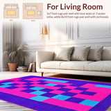 Ultra Soft Area Rug, Non Slip, Stain Resistant, Washable Area Rugs for Living Room, Bedroom, Whimsical Colorful Tile Arrangement(Purple)
