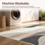 Ultra Soft Area Rug, Non Slip, Stain Resistant, Washable Area Rugs for Living Room, Bedroom, Abstract Waves Modern Area Beige Grey(Beige)