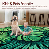 Ultra Soft Area Rug, Non Slip, Stain Resistant, Washable Area Rugs for Living Room, Bedroom, Monstera Leaf Bathroom Accent Rug Washable(Green)