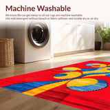 Ultra Soft Area Rug, Non Slip, Stain Resistant, Washable Area Rugs for Living Room, Bedroom, Contemporary Vibrant Twirl Motif(Red)
