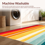 Ultra Soft Area Rug, Non Slip, Stain Resistant, Washable Area Rugs for Living Room, Bedroom, Boho Sunrise Stripe Rug With Easy Clean Surface For Versatile Decorating(Red)