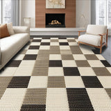 Ultra Soft Area Rug, Non Slip, Stain Resistant, Washable Area Rugs for Living Room, Bedroom, Modern Beige Checkered Rug for Living Room Decor(Beige)